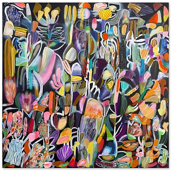 Sarah Giannobile -&nbsp;Night Flower (Sold)) 60 x 60 in.