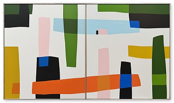 Francois Bonnel -&nbsp;Backgammon & Plat du Jour (diptych) 55 1/8 x 94 1/2 in.